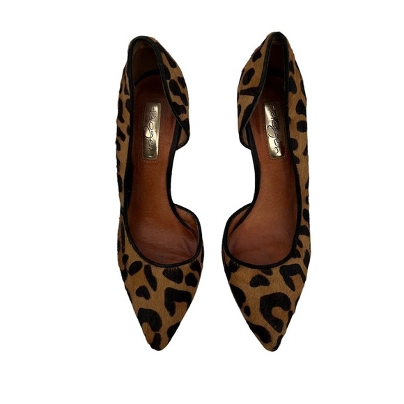 Halogen Brown Leopard Print D'Orsay Calf Hair Pointed Toe Heels Size 5 Women’s - Picture 3 of 9